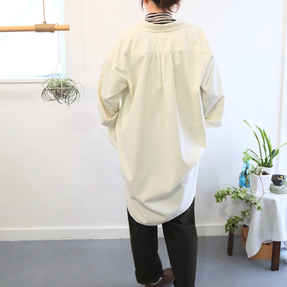 cuff & gadget long shirt (ivory x chocolate) 10枚目の画像