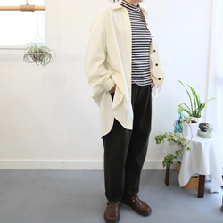 cuff & gadget long shirt (ivory x smokey green) 9枚目の画像