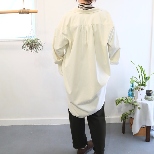 cuff & gadget long shirt (ivory x smokey green) 10枚目の画像