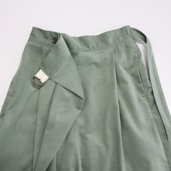 cotton corduroy wrapped gather culottes (smokey green) 4枚目の画像