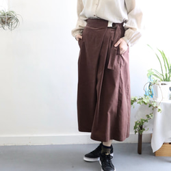 cotton corduroy wrapped gather culottes (smokey green) 8枚目の画像