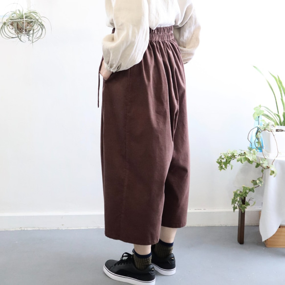 cotton corduroy wrapped gather culottes (smokey green) 9枚目の画像