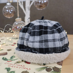 cotton-flannel acorns beret (black check) 1枚目の画像