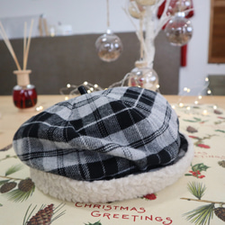 cotton-flannel acorns beret (black check) 2枚目の画像