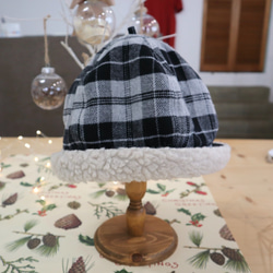 cotton-flannel acorns beret (black check) 5枚目の画像