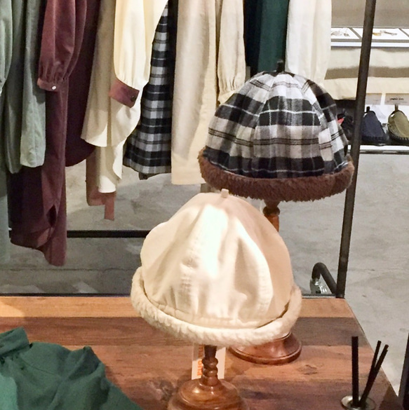 cotton-flannel acorns beret (black check) 10枚目の画像