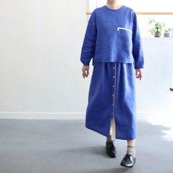 french linen chest pocket top (cobalt blue) 7枚目の画像