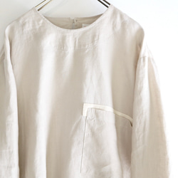 french linen chest pocket top (greige) 2枚目の画像