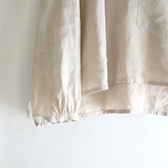 french linen chest pocket top (greige) 3枚目の画像