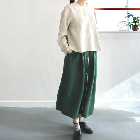 french linen chest pocket top (greige) 7枚目の画像