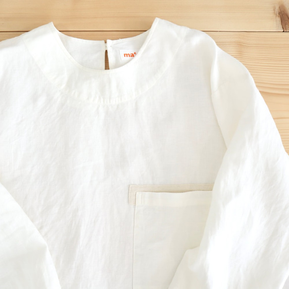 french linen chest pocket top (natural) 2枚目の画像