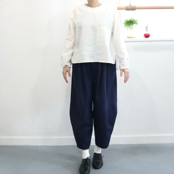 french linen chest pocket top (natural) 9枚目の画像
