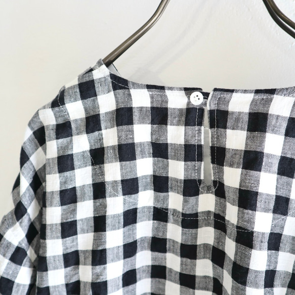 gingham linen chest pocket top 5枚目の画像