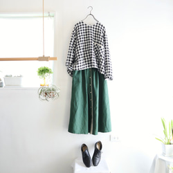 gingham linen chest pocket top 6枚目の画像