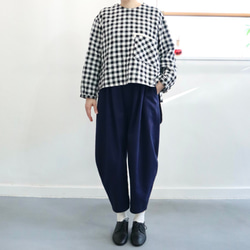 gingham linen chest pocket top 7枚目の画像