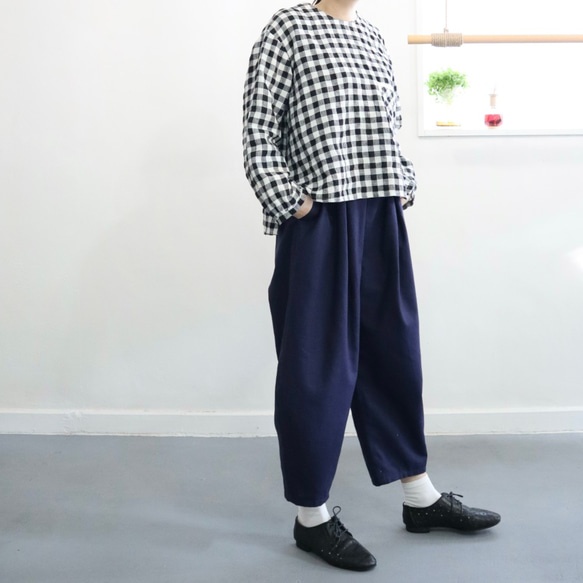 gingham linen chest pocket top 8枚目の画像