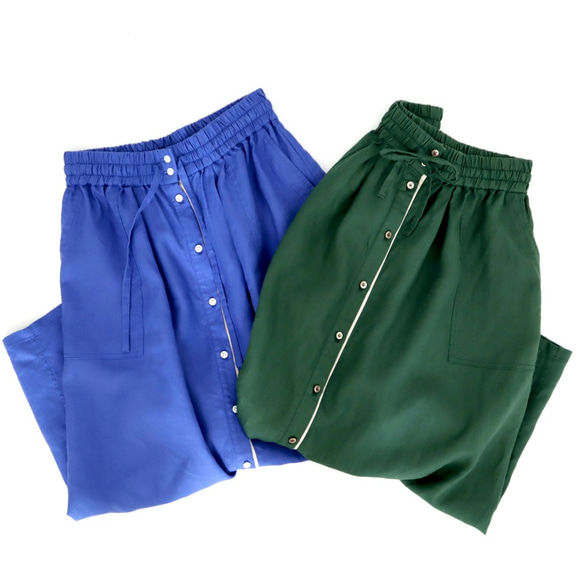 french linen front button skirt (cobalt blue) 10枚目の画像