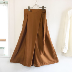 cotton cupro wrapped gather culottes (leaves) 3枚目の画像