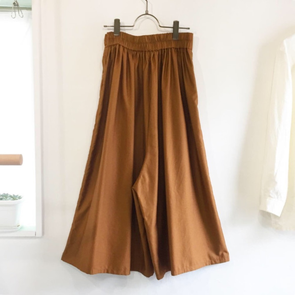 cotton cupro wrapped gather culottes (leaves) 5枚目の画像