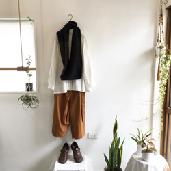 cotton cupro wrapped gather culottes (leaves) 7枚目の画像