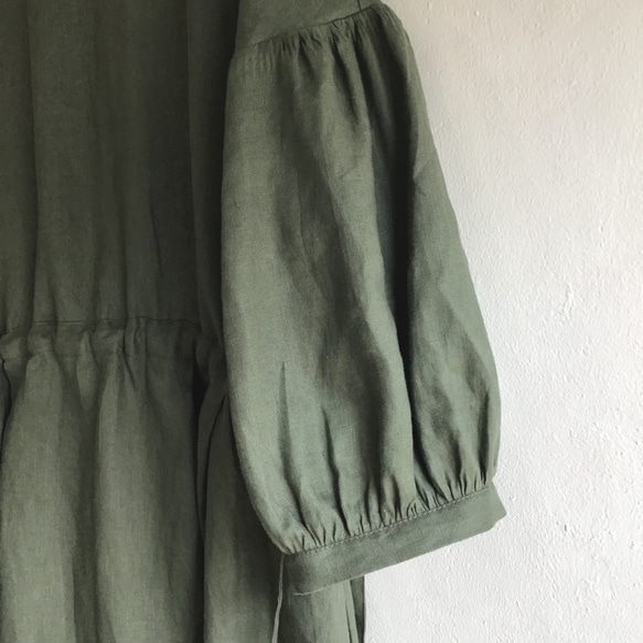 french linen W-button dress (khaki) 7枚目の画像