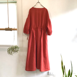 french linen W-button dress (red) 2枚目の画像