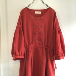 french linen W-button dress (red) 3枚目の画像