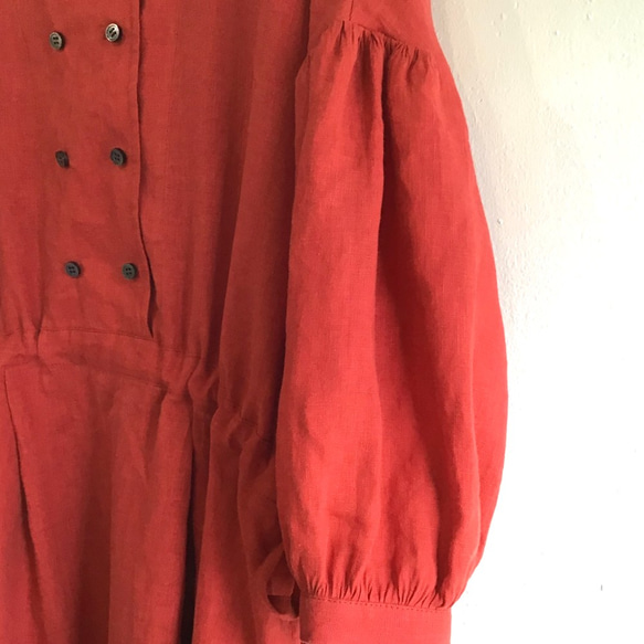 french linen W-button dress (red) 4枚目の画像