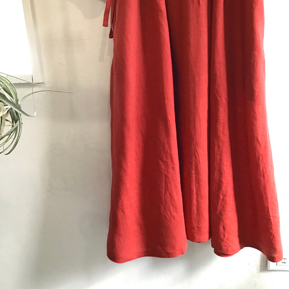 french linen W-button dress (red) 7枚目の画像