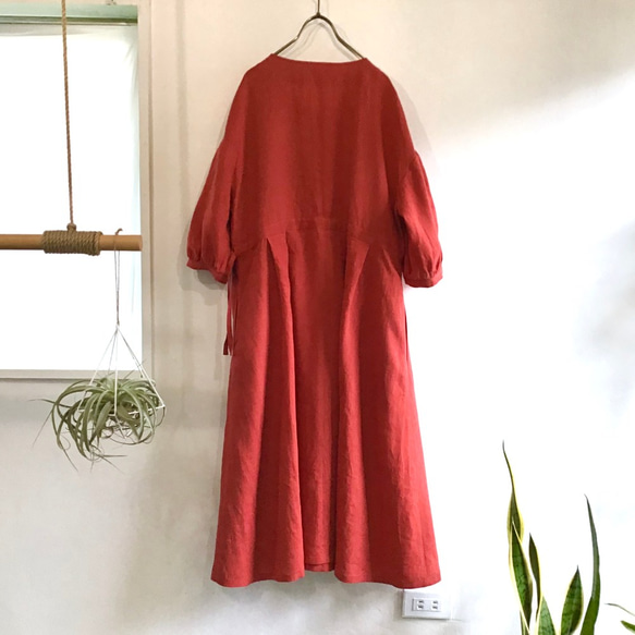 french linen W-button dress (red) 9枚目の画像