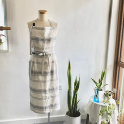 linen apron & cloth (natural stripe) 4枚目の画像