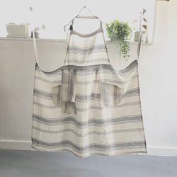 linen apron & cloth (natural stripe) 6枚目の画像