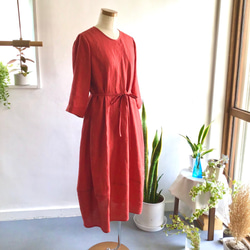 french linen balloon dress (red) 3枚目の画像