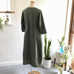 french linen balloon dress (khaki) 7枚目の画像