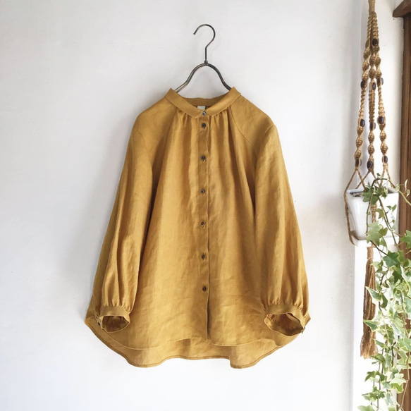 chibi-collar P blouse / mustard 1枚目の画像