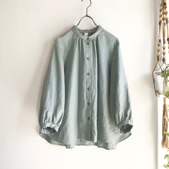 chibi-collar  P blouse (olive) 1枚目の画像