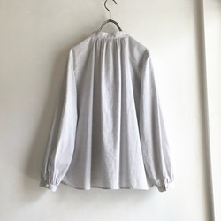 organic cotton spring P blouse (grey x white B） 2枚目の画像
