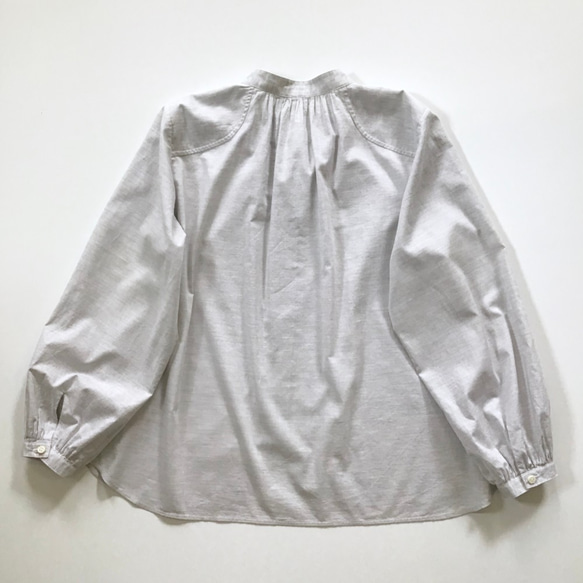 organic cotton spring P blouse (grey x white B） 6枚目の画像