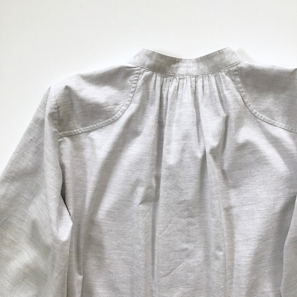 organic cotton spring P blouse (grey x white B） 7枚目の画像