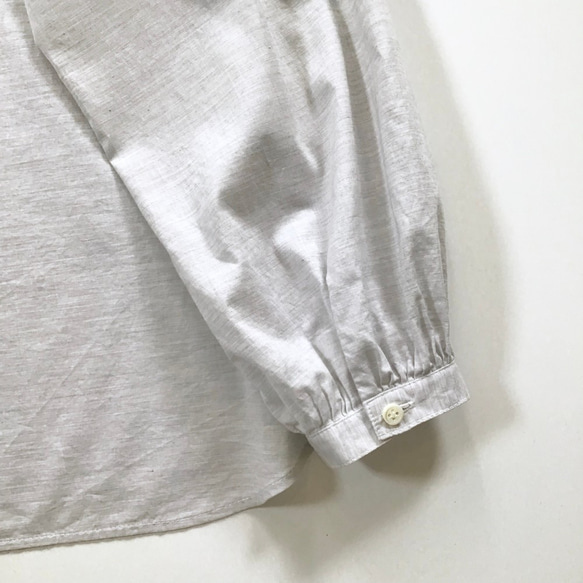organic cotton spring P blouse (grey x white B） 8枚目の画像