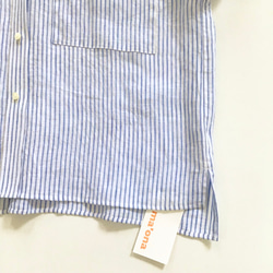chibi-collar half-sleeve shirt  (blue stripe x white B) 7枚目の画像