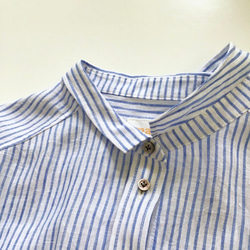 chibi-collar half-sleeve shirt  (blue stripe x brown B) 7枚目の画像