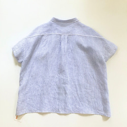 chibi-collar half-sleeve shirt  (blue stripe x brown B) 8枚目の画像