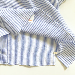 chibi-collar half-sleeve shirt  (blue stripe x brown B) 10枚目の画像
