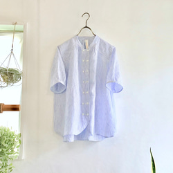 cook P blouse (blue stripe） 1枚目の画像