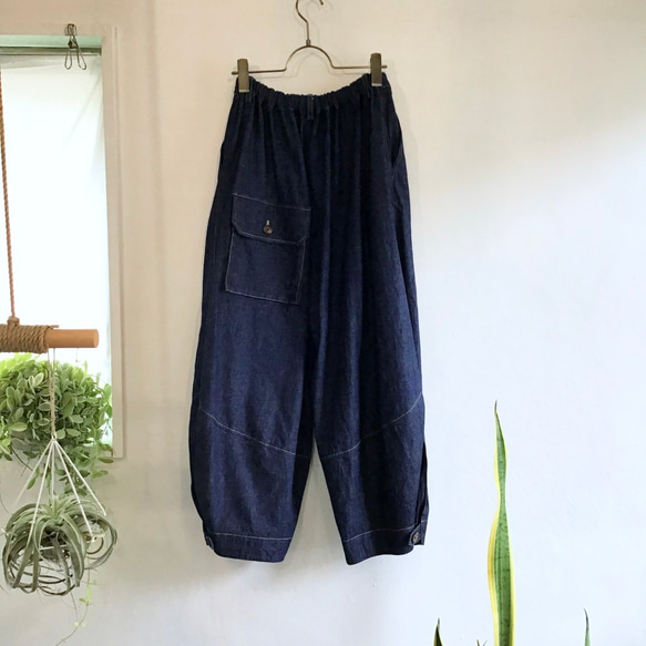 linen denim squash pants 3枚目の画像