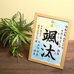 フレーム付き手書き命名書A4判 オーダー④ 雑貨・その他 玉蘭