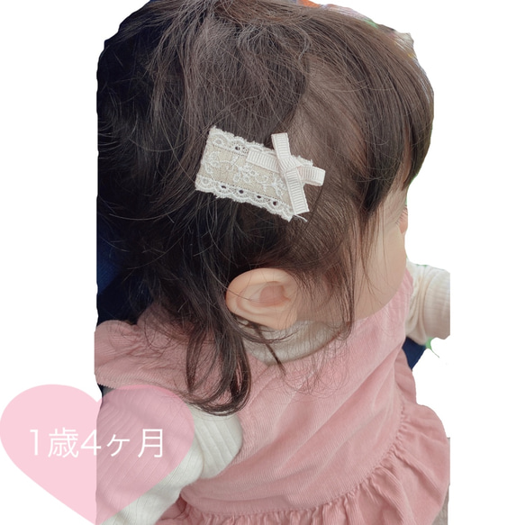 【new】embroidery×リボンベビーヘアクリップ 4枚目の画像