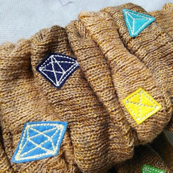 星の刺繍入りレッグウォーマー　ゴールド　リバーシブル 2枚目の画像