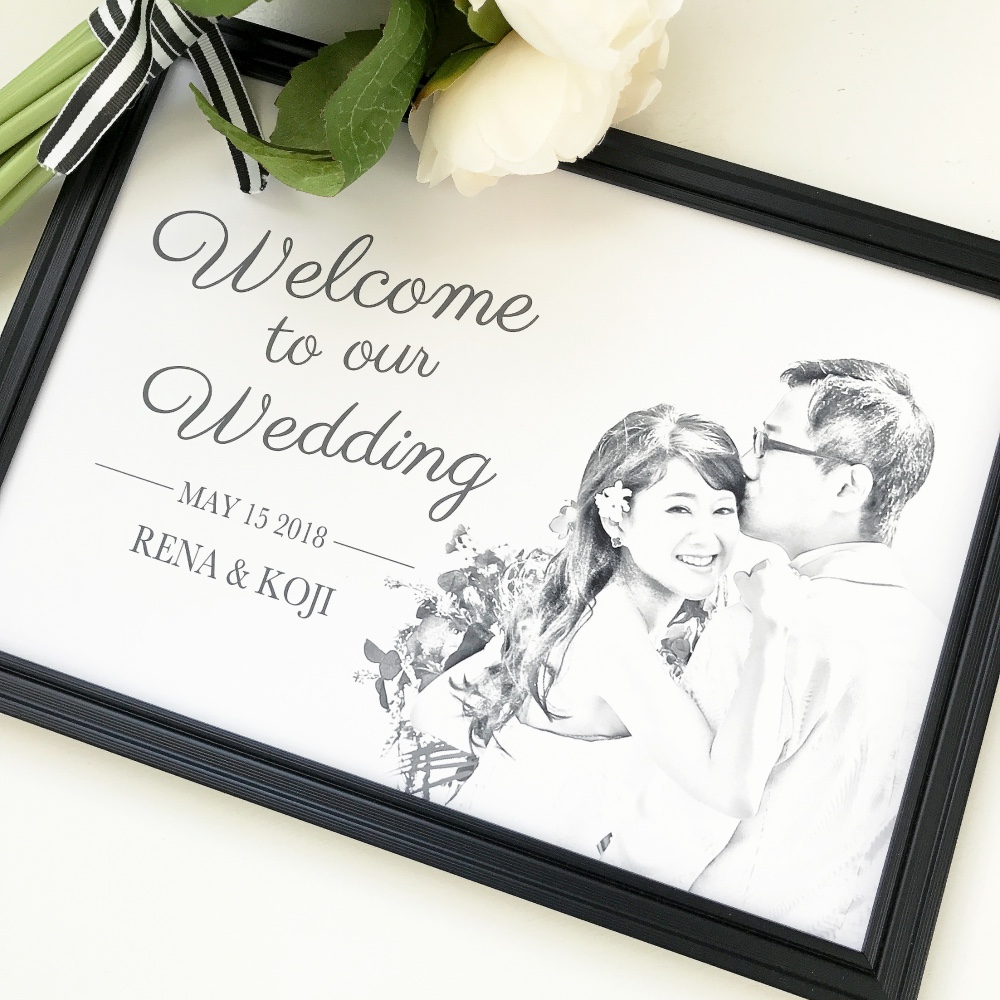 ◇◆パネル印刷対応◆◇〜シンプルモノトーン〜スケッチ風フォト入りウェルカムボード